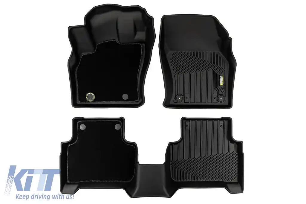 Mănuși din cauciuc și covorașe din mochetă 2 în 1, potrivite pentru Audi Q3 după 2018, Q3 Sportback după 2019, set de 4 piese, culoare neagră din seria Frogum 5D Race Rock-image-6232686