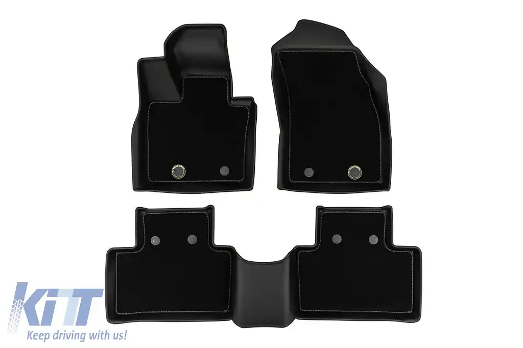 Mănuși din cauciuc și covorașe din mochetă 2 în 1 potrivite pentru Volvo XC90 după 2014 din seria Frogum 5D Race Rock, set de 4 piese, culoare neagră-image-6256780