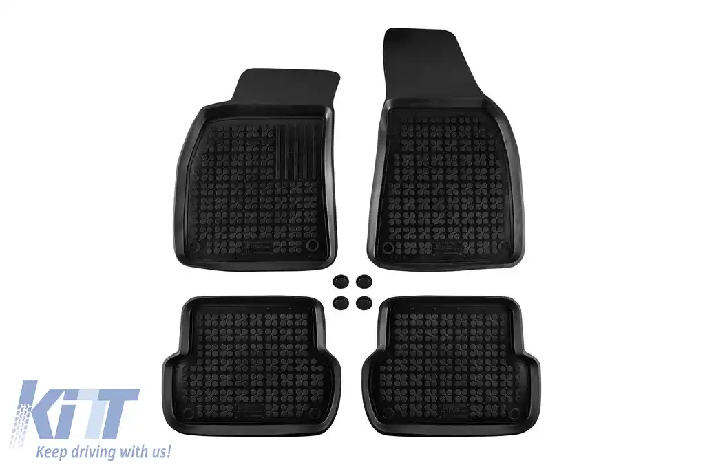 Mănuși din cauciuc specifice, potrivite pentru Audi A4 B6, B7 2000-2008, set de 4 piese, culoare neagră-image-6213586