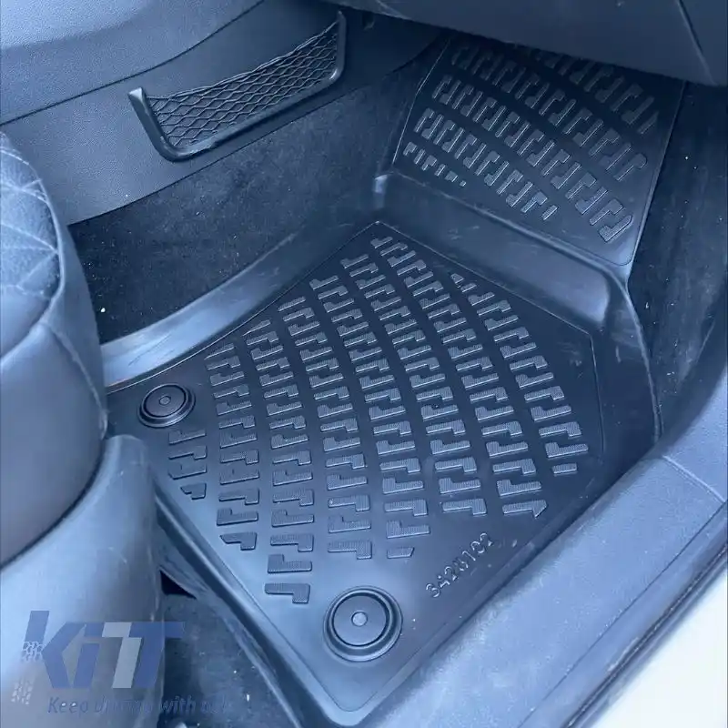 Mochete auto 3D din cauciuc TPE potrivite pentru VW Golf 7 VII/T-Roc/Leon 5F/Audi A3 8V/Audi Q2/Skoda Karoq Rizline 4 bucăți negre-image-6293408