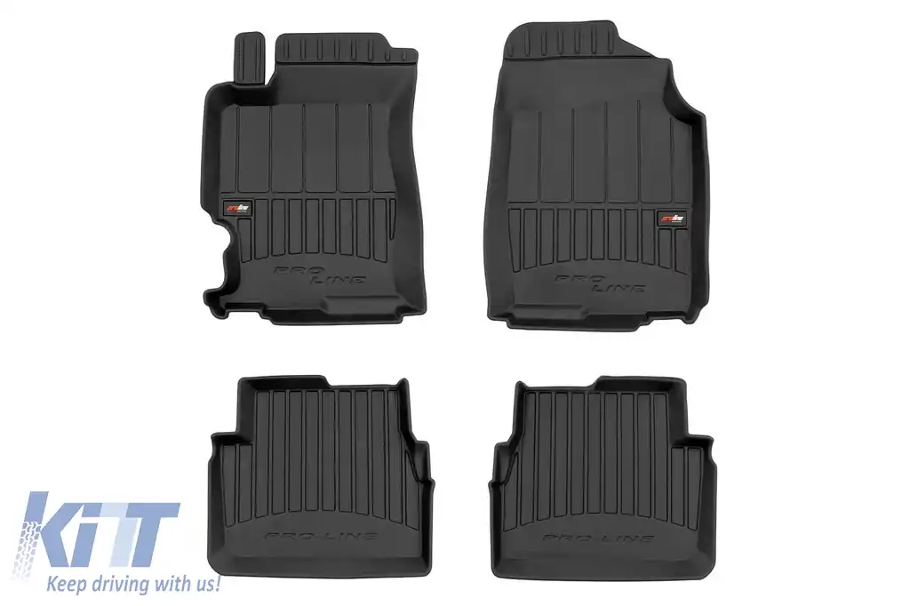 Mochete de cauciuc specifice, potrivite pentru Mazda 6 I sedan 2002-2007, set de 4 piese, culoare neagră, cu garanție de 24 de luni din seria Frogum 3D ProLine.