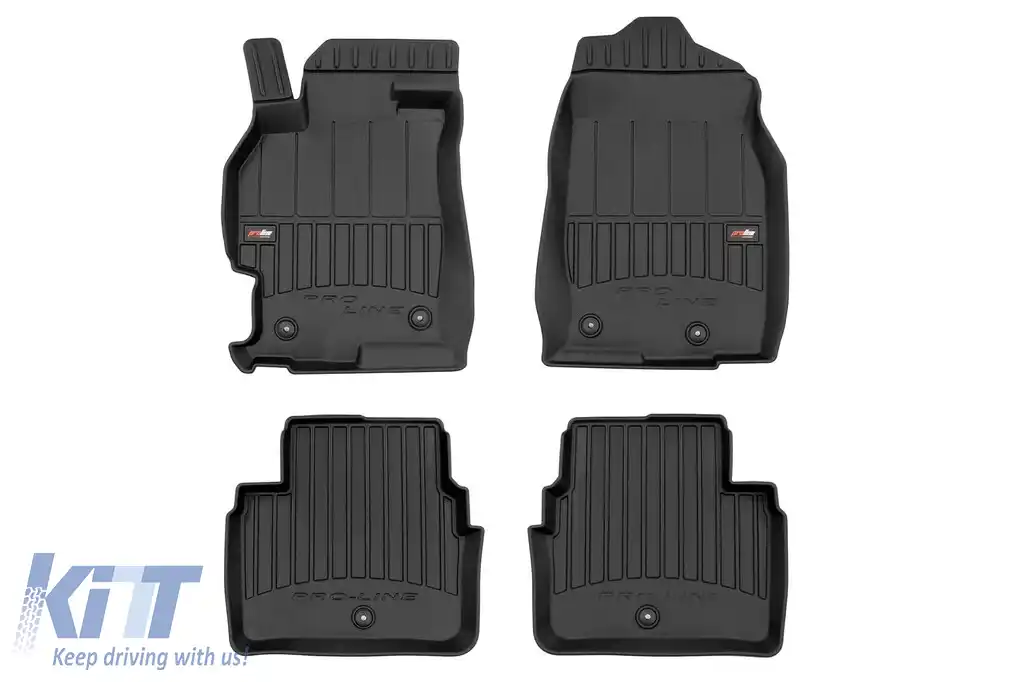 Mochete de cauciuc specifice, potrivite pentru Mazda 6 II GH 2007-2012, din seria Frogum 3D ProLine, set de 4 piese, culoare neagră, cu garanție de 24 de luni