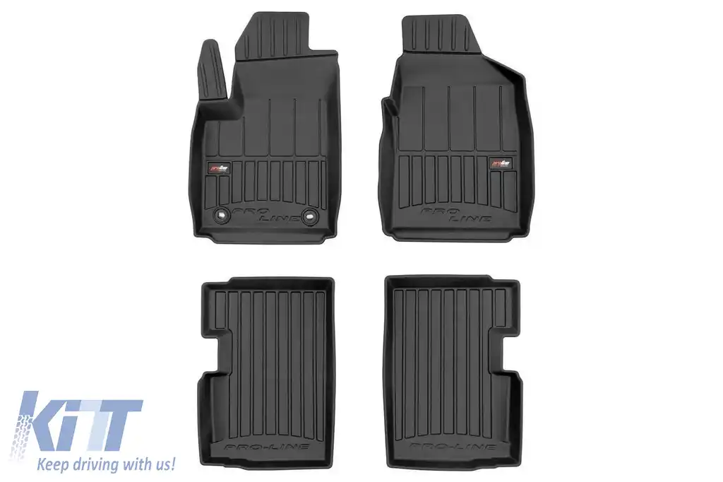 Mochete de cauciuc specifice, potrivite pentru Ford Ka 2008-2016, din seria Frogum 3D ProLine, set de 4 piese, culoare neagră, cu garanție de 24 de luni