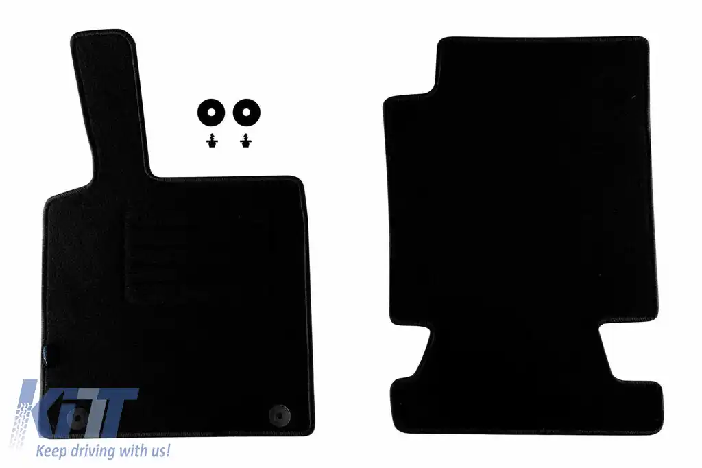 Mochete de podea din carpetă cu două straturi, potrivite pentru Smart ForTwo 2007-2014, de la Petex, țesătură Rex, set de 2 bucăți, negru