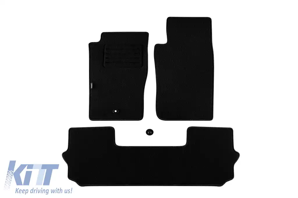 Mochete de podea din carpetă cu două straturi, potrivite pentru Nissan Patrol Y61 1998-2009 cu ampatament scurt, din țesătură Rex, set de 3 piese, negru