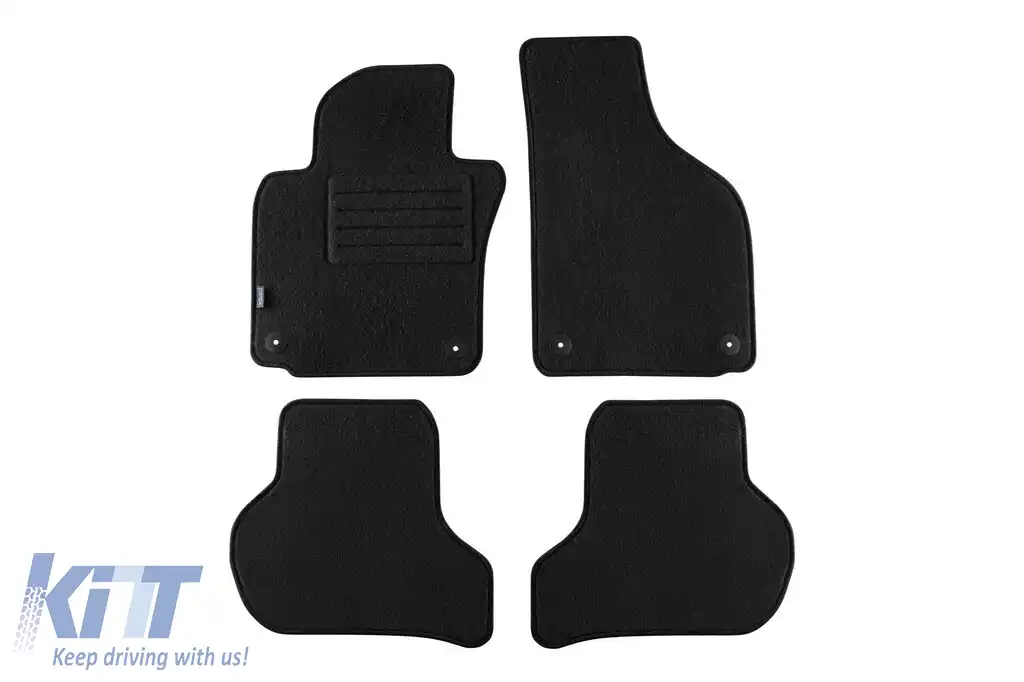 Mochete de podea din carpetă cu două straturi, potrivite pentru Skoda Octavia sedan, estate 2008-2013, din material Rex, set de 4 bucăți, negru