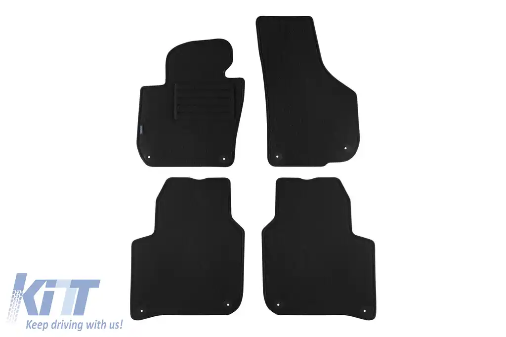 Mochete de podea din carpetă cu două straturi, potrivite pentru Skoda Superb sedan, estate 2008-2015, set de 4 bucăți, negru