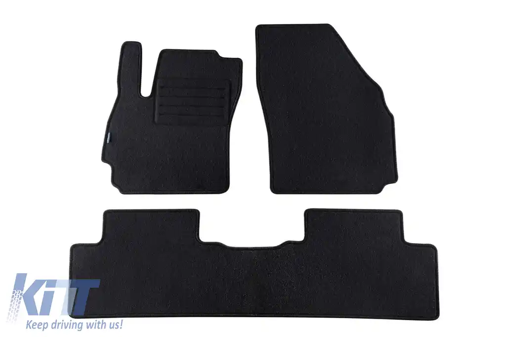 Mochete de podea din carpetă cu două straturi, potrivite pentru Mazda 5 2005-2010 de la Petex, țesătură Rex, set de 3 bucăți, negru