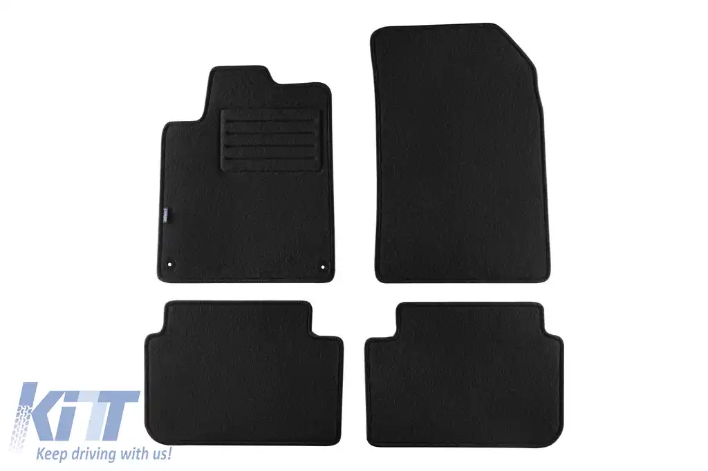 Mochete de podea din carpetă cu două straturi, potrivite pentru Peugeot 407 sedan, break 2004-2011, set de 4 bucăți, negru