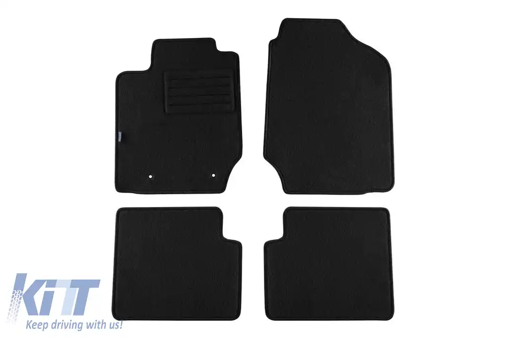 Mochete de podea din carpetă cu două straturi, potrivite pentru Toyota Corolla 2002-2007, 5 uși, set de 4 bucăți, negre, de la Petex, țesătură Rex.
