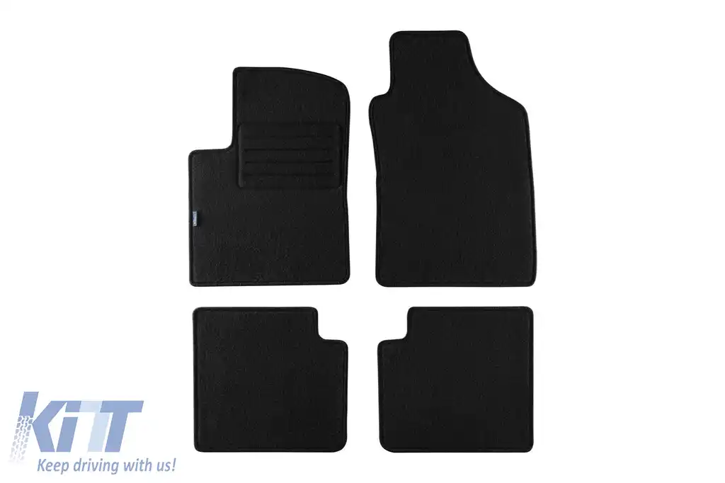 Mochete de podea din carpetă cu două straturi, potrivite pentru Fiat 500, 500C 2007-2013, set de 4 bucăți, negru