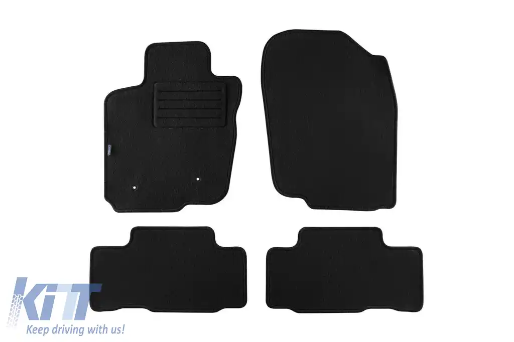 Mochete de podea din carpetă cu două straturi, potrivite pentru Toyota Rav4 2006-2013, 5 uși, set de 4 bucăți, negre, de la Petex, țesătură Rex.