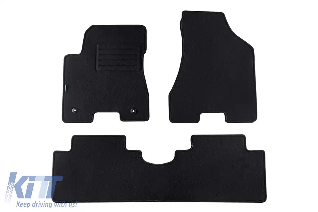 Mochete de podea din carpetă cu două straturi, potrivite pentru Hyundai Tucson 2004-2010, din țesătură Rex, set de 3 bucăți, negru