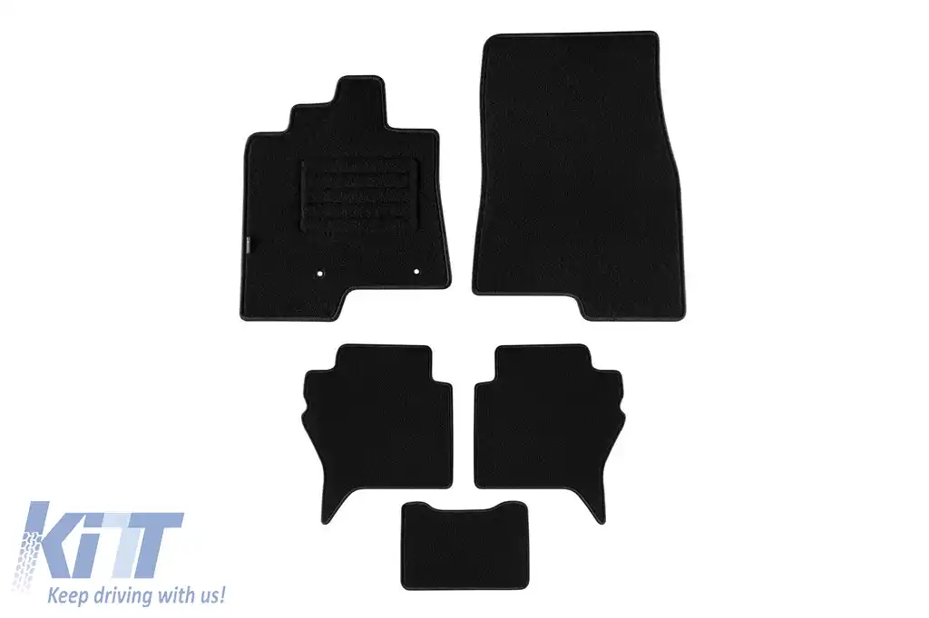 Mochete de podea din carpetă cu două straturi, potrivite pentru Mitsubishi Pajero după 2007, cu ampatament lung, set de 5 bucăți, negru