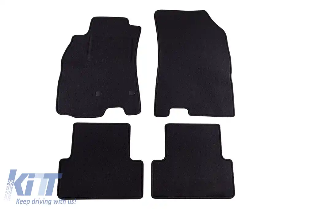 Mochete de podea din carpetă cu două straturi, potrivite pentru Renault Megane estate 2009-2016, din țesătură Rex, set de 4 bucăți, negre