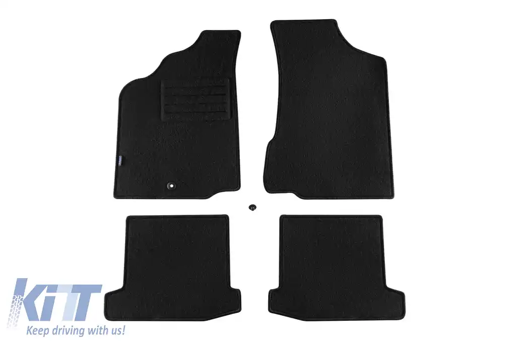 Mochete de podea din carpetă cu două straturi, potrivite pentru VW Polo 1994-2000, de la Petex, țesătură Rex, set de 4 bucăți, negru