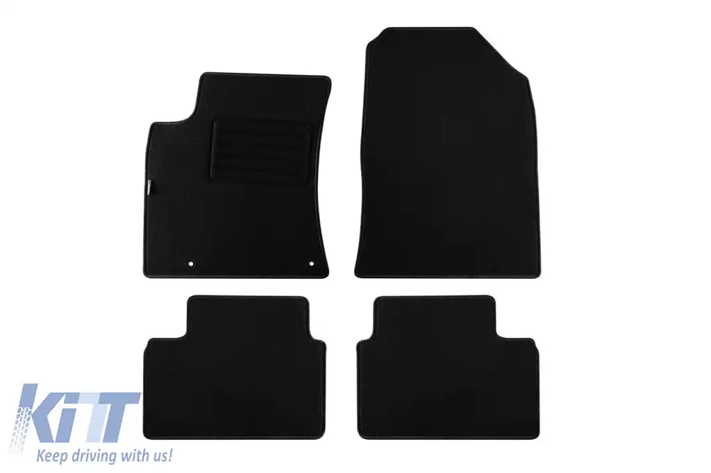 Mochete de podea din carpetă cu două straturi, potrivite pentru Kia Ceed, Pro Ceed, XCeed după 2018, din țesătură Rex, set de 4 bucăți, negru