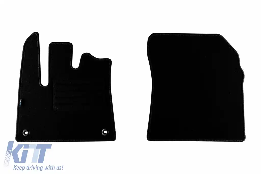 Mochete de podea din carpetă cu două straturi, potrivite pentru Peugeot Partner, Rifter după 2019, 2 locuri, set de 2 bucăți, negru