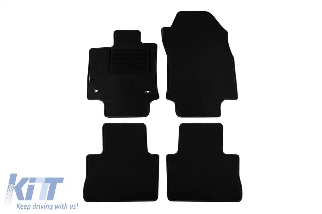 Mochete de podea din carpetă cu două straturi, potrivite pentru Toyota RAV 4 Hybrid după 2019, din țesătură Rex, set de 4 bucăți, negru