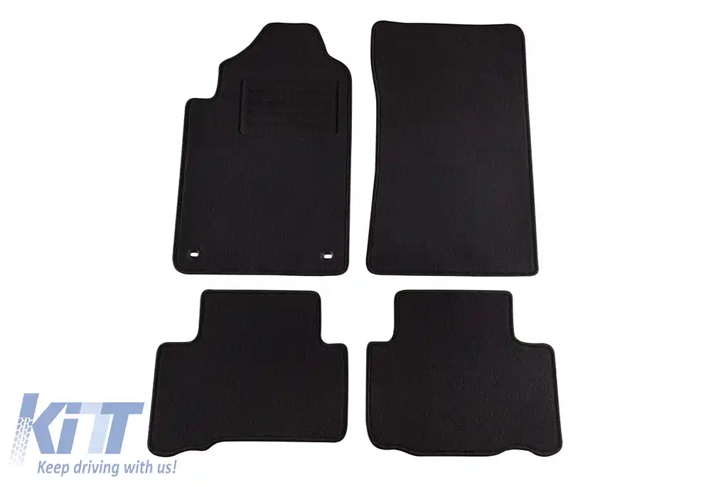 Mochete de podea din carpetă cu două straturi, potrivite pentru Ssangyong Rexton 2004-2011, din țesătură Rex, set de 4 bucăți, negre