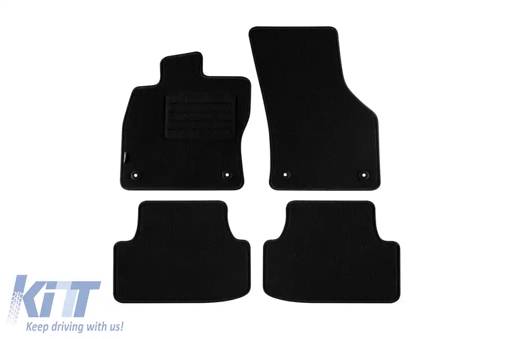 Mochete de podea din covor cu două straturi, potrivite pentru Seat Leon hatchback, estate 2012-2020, din țesătură Rex, set de 4 bucăți, negru
