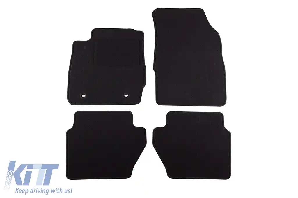 Mochete de podea din covor cu două straturi, potrivite pentru Ford Fiesta 2008-2011, din țesătură Rex, set de 4 bucăți, negru