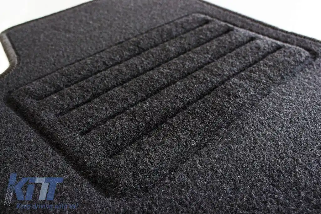 Mochete de podea din două straturi, potrivite pentru Skoda Karoq după 2017, din țesătură Rex, set de 4 bucăți, negru-image-6240713