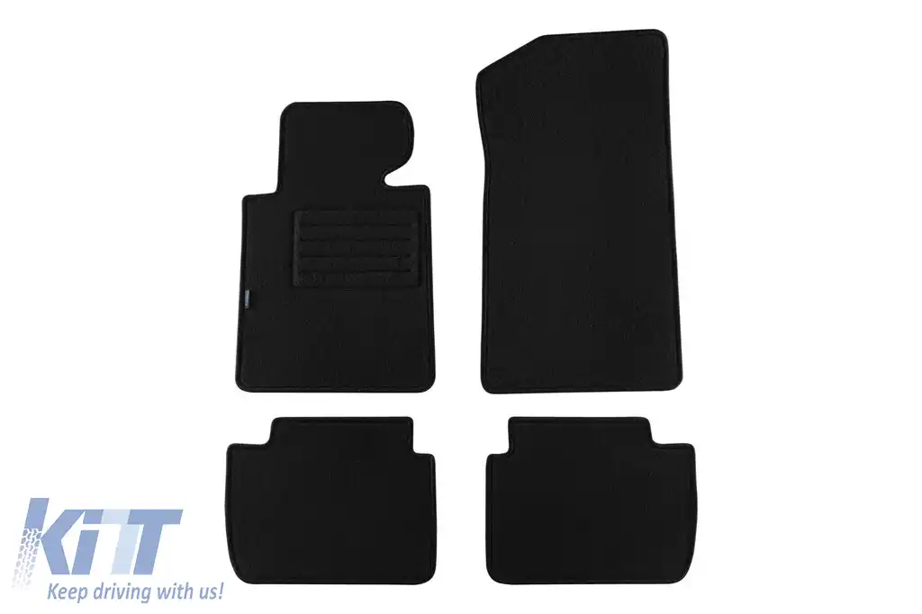 Mochete din carpetă cu două straturi, potrivite pentru BMW 3 series E46 sedan, estate, coupe, compact 1998-2005, set de 4 bucăți, negru