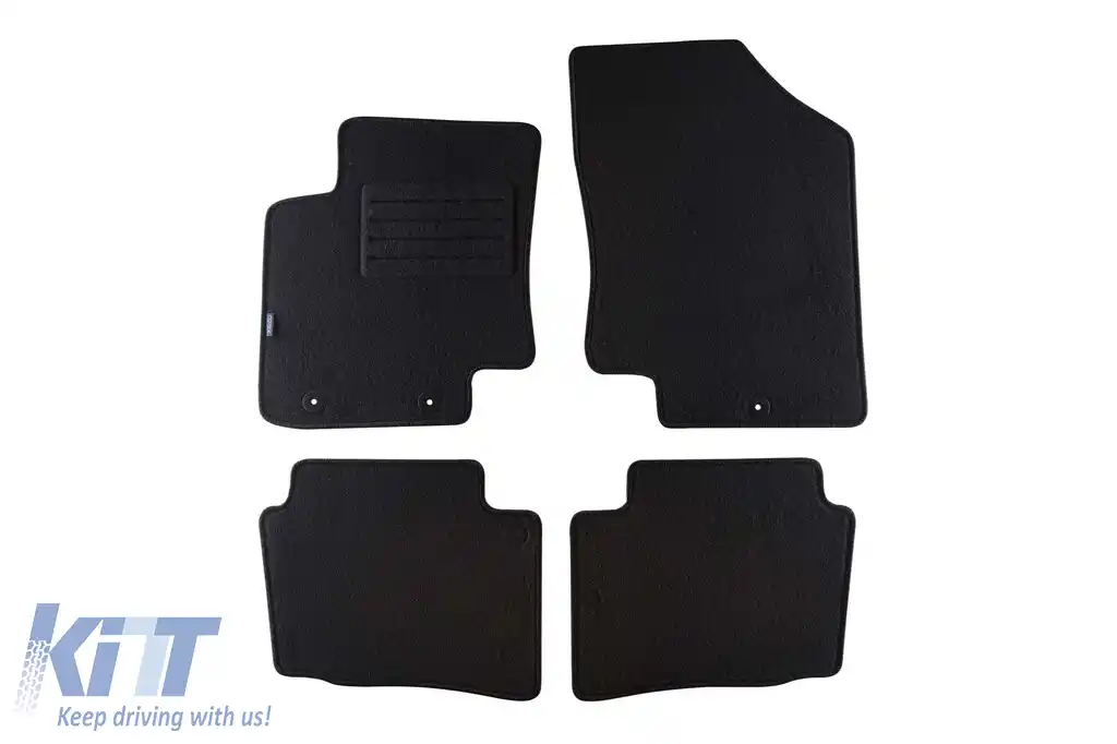 Mochete din carpetă cu două straturi, potrivite pentru Hyundai i20 2011-2014, din țesătură Rex, set de 4 bucăți, negru