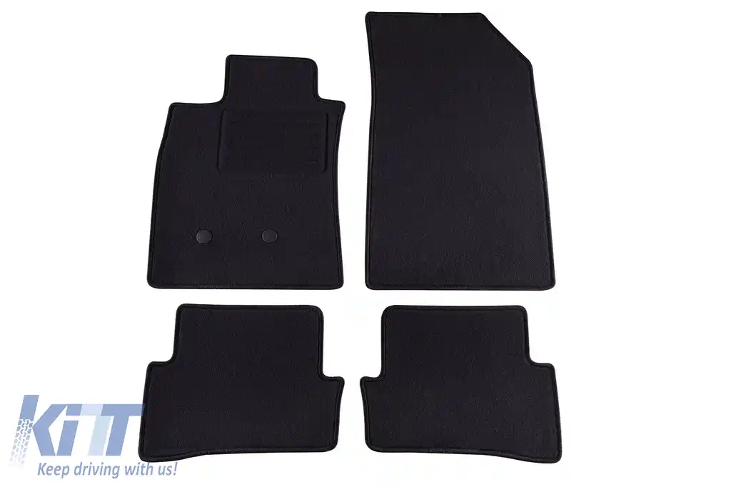 Mochete din carpete cu două straturi, potrivite pentru Renault Clio estate 2008-2013, din material Rex, set de 4 bucăți, negru