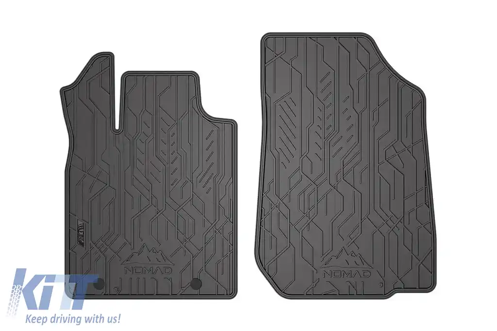 Mochete din cauciuc frontale specifice, potrivite pentru seria Frogum NOMAD pentru Dacia Duster 2010-2013, Logan 2008-2014, Sandero 2008-2012, set de 2 piese, culoare neagră