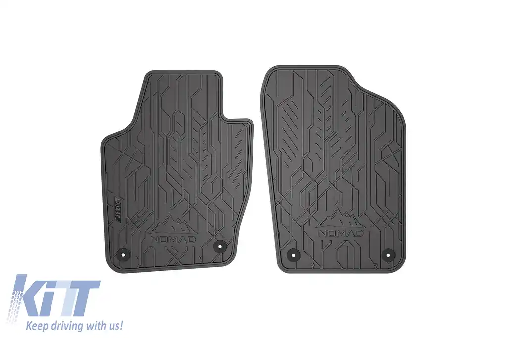 Mochete din cauciuc frontale specifice, potrivite pentru Volkswagen Polo 2009-2017, set de 2 piese, culoare neagră din seria Frogum NOMAD