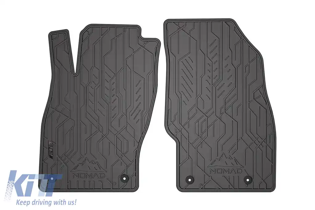 Mochete din cauciuc frontale specifice, potrivite pentru Opel Adam 2012-2019, Corsa D 2006-2014, set de 2 piese, culoare neagră din seria Frogum NOMAD