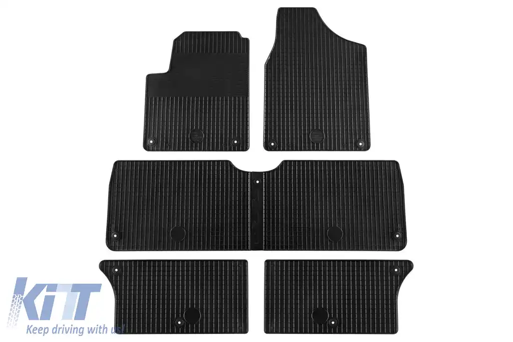 Mochete din cauciuc Gumarny Zubri potrivite pentru Volkswagen Sharan, Seat Alhambra 1996-2009 cu clipsuri rotunde, 7 locuri, set de 6 piese, culoare neagră-image-6231878