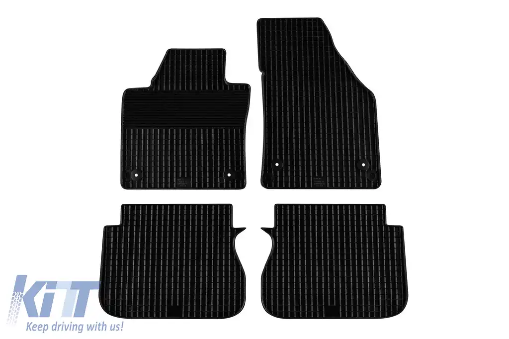Mochete din cauciuc Gumarny Zubri potrivite pentru Volkswagen Caddy 2003-2019 cu clipsuri rotunde, set de 4 piese, culoare neagră
