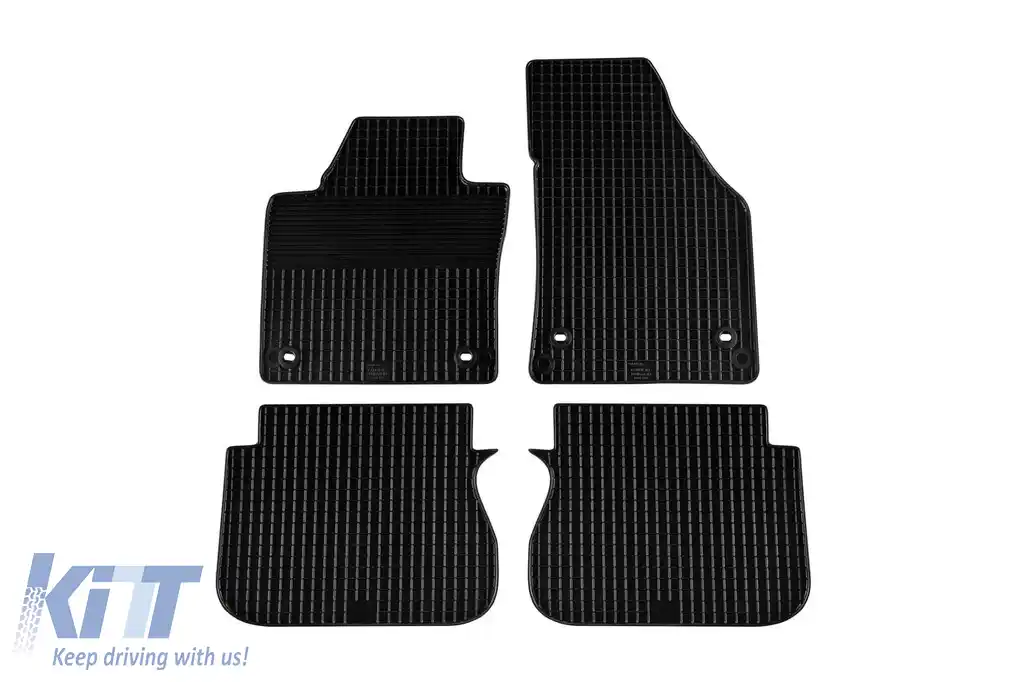 Mochete din cauciuc Gumarny Zubri potrivite pentru Volkswagen Caddy 2003-2019, cu clipsuri ovale, set de 4 piese, culoare neagră
