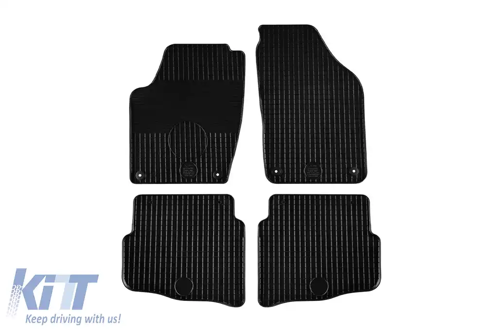 Mochete din cauciuc Gumarny Zubri potrivite pentru Volkswagen Polo 2001-2009 cu clipsuri rotunde, set de 4 piese, culoare neagră