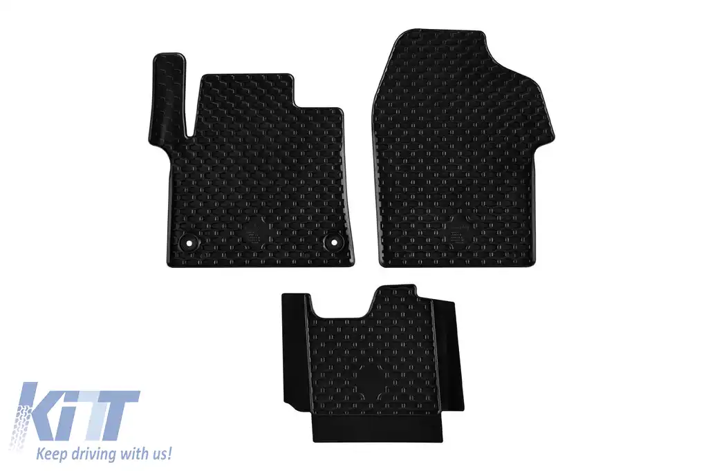 Mochete din cauciuc Gumarny Zubri potrivite pentru Citroen Jumpy, Space Tourer, Peugeot Expert, Traveller după 2016 cu clipsuri rotunde, set de 3 piese, culoare neagră