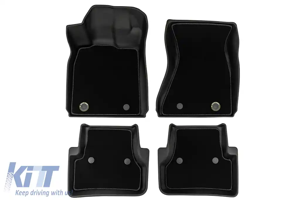 Mochete din cauciuc și covor 2 în 1 din seria Frogum 5D Race Rock, potrivite pentru Audi A6 C7 2011-2018. Distanța dintre clipsurile mochetei din spate este de 37 cm, set de 4 piese, culoare neagră.-image-6232569