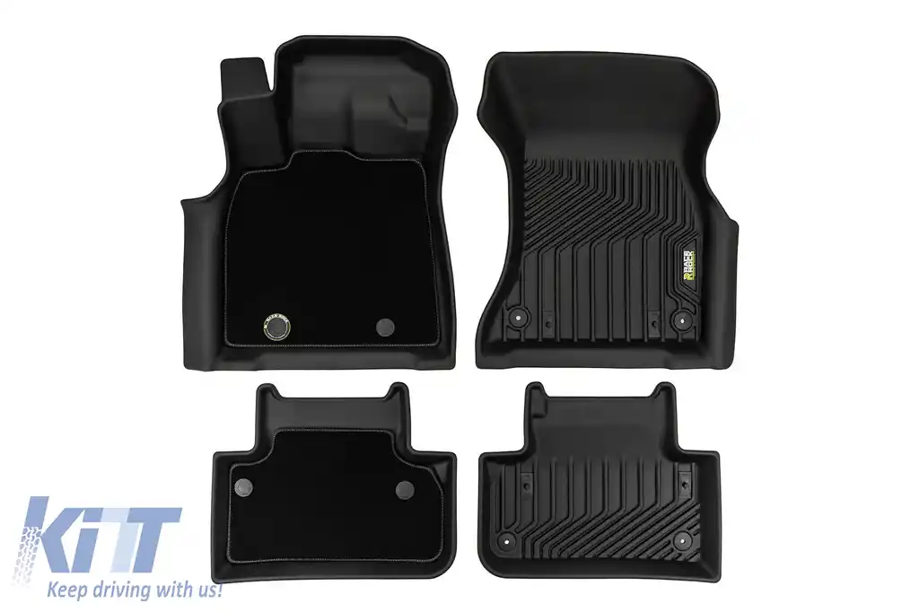 Mochete din cauciuc și covor 2 în 1 potrivite pentru Audi Q5 după 2016, Q5 Sportback după 2020, set de 4 piese, culoare neagră din seria Frogum 5D Race Rock-image-6232580