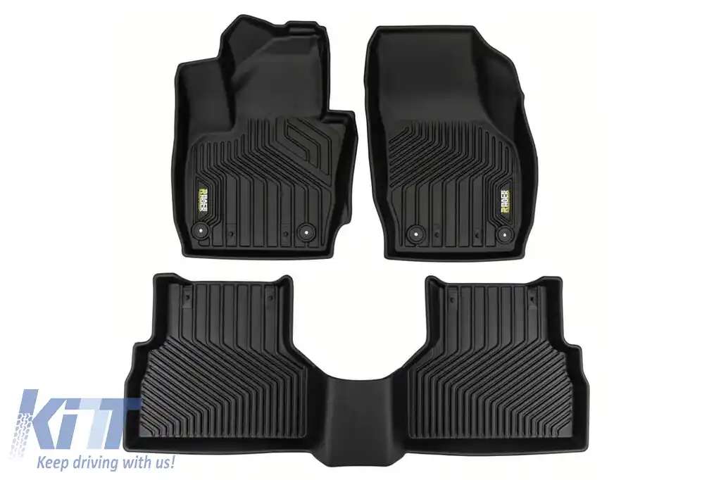 Mochete din cauciuc și covor 2 în 1 potrivite pentru Audi Q3 2011-2018 din seria Frogum 5D Race Rock, 3 bucăți, negre-image-6232586