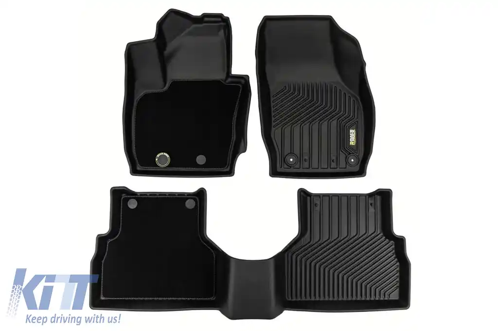 Mochete din cauciuc și covor 2 în 1 potrivite pentru Audi Q3 2011-2018 din seria Frogum 5D Race Rock, 3 bucăți, negre-image-6232587