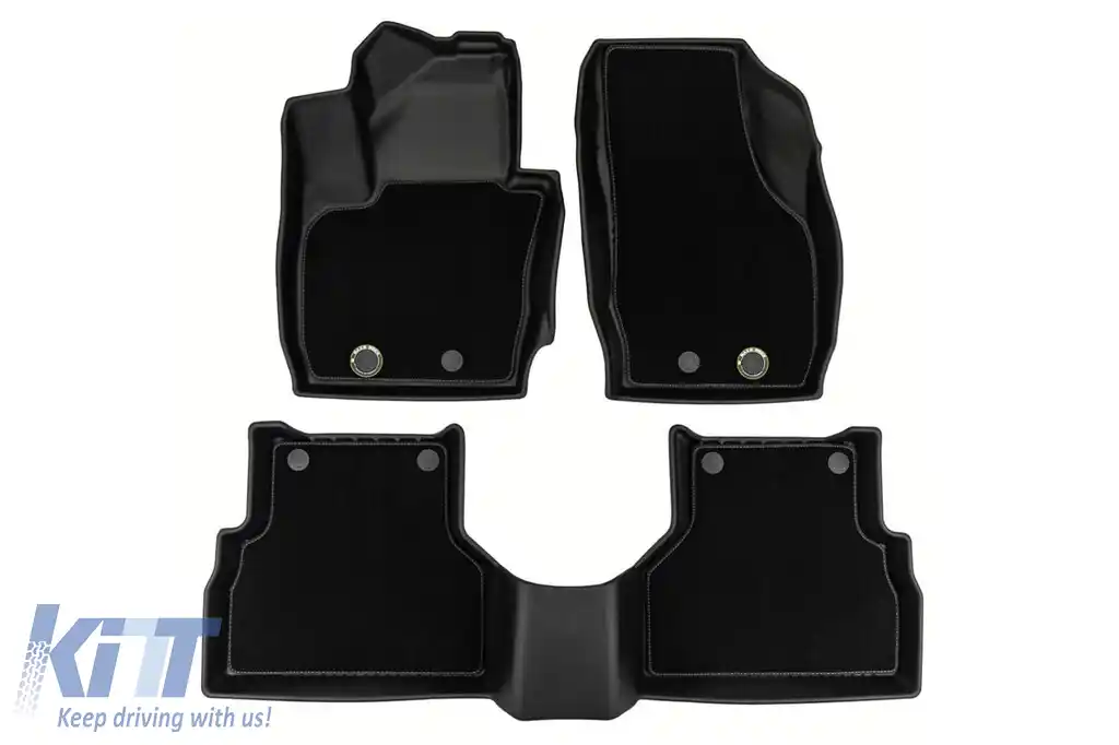 Mochete din cauciuc și covor 2 în 1 potrivite pentru Audi Q3 2011-2018 din seria Frogum 5D Race Rock, 3 bucăți, negre-image-6232588