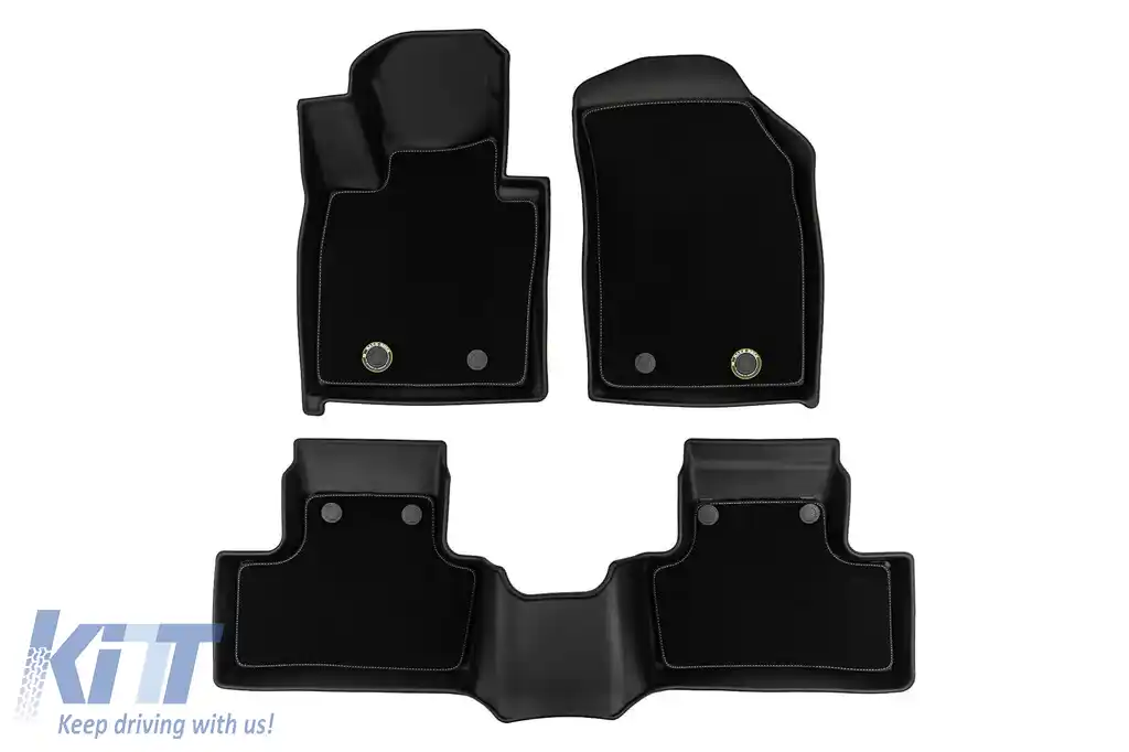 Mochete din cauciuc și covor 2 în 1 potrivite pentru Volvo XC60 după 2017 din seria Frogum 5D Race Rock, set de 3 piese, culoare neagră-image-6232607