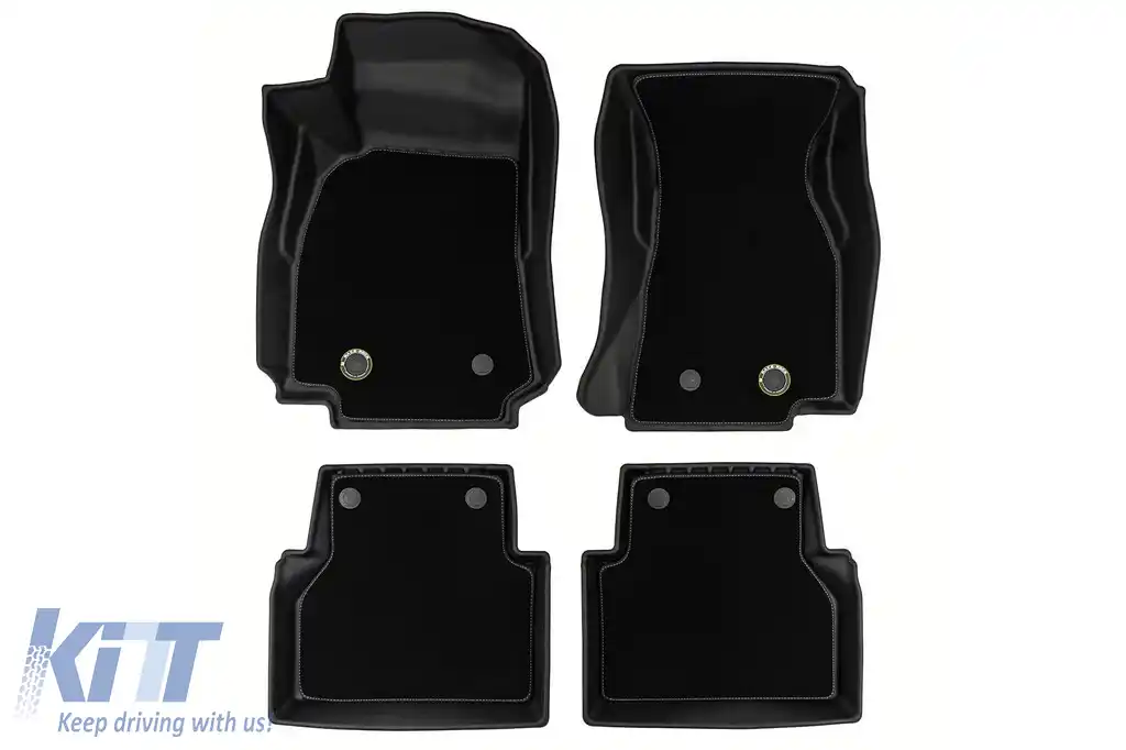 Mochete din cauciuc și covor 2 în 1 potrivite pentru Audi A6 C8 după 2018 din seria Frogum 5D Race Rock, set de 4 piese, culoare neagră-image-6232620