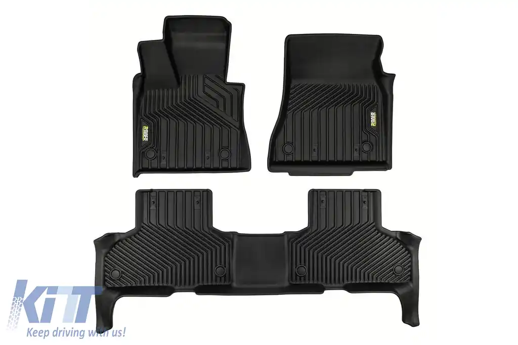 Mochete din cauciuc și covor 2 în 1 potrivite pentru BMW X5 F15 2013–2018 din seria Frogum 5D Race Rock, 3 bucăți, negre