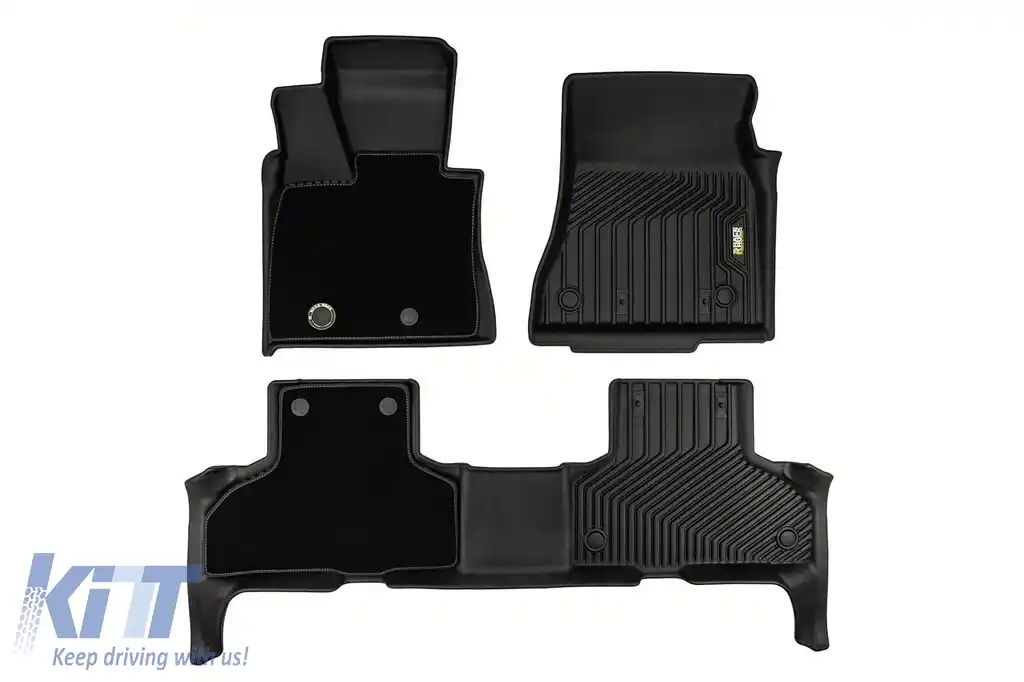 Mochete din cauciuc și covor 2 în 1 potrivite pentru BMW X5 F15 2013–2018 din seria Frogum 5D Race Rock, 3 bucăți, negre-image-6232625