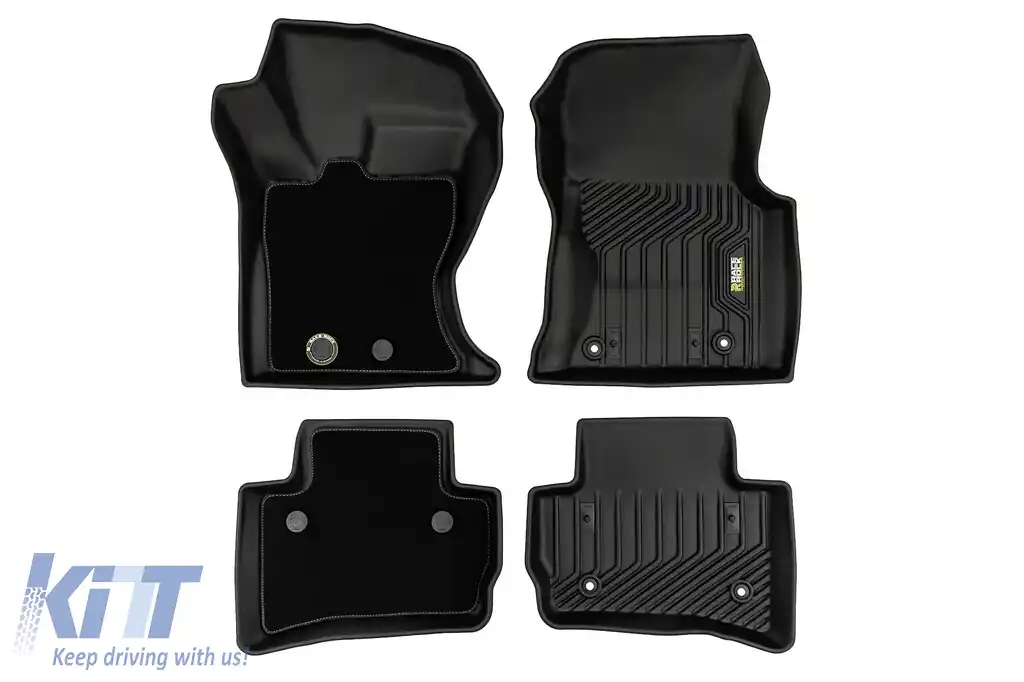 Mochete din cauciuc și covor 2 în 1 potrivite pentru Range Rover Velar după 2017 din seria Frogum 5D Race Rock, set de 4 piese, culoare neagră-image-6232645