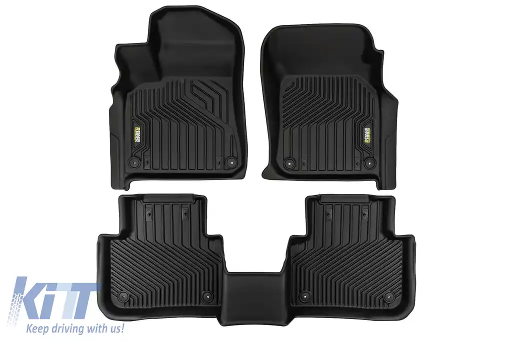 Mochete din cauciuc și covor 2 în 1 potrivite pentru Porsche Cayenne după 2017, Volkswagen Touareg după 2018, set de 3 piese, culoare neagră din seria Frogum 5D Race Rock