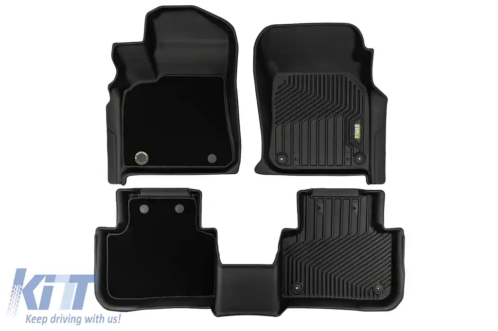 Mochete din cauciuc și covor 2 în 1 potrivite pentru Porsche Cayenne după 2017, Volkswagen Touareg după 2018, set de 3 piese, culoare neagră din seria Frogum 5D Race Rock-image-6232657